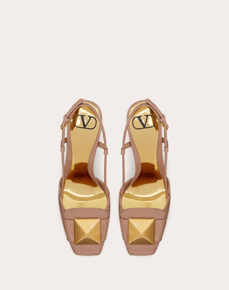 ONE STUD PATENT LEATHER SLINGBACK PUMP 100MM 4