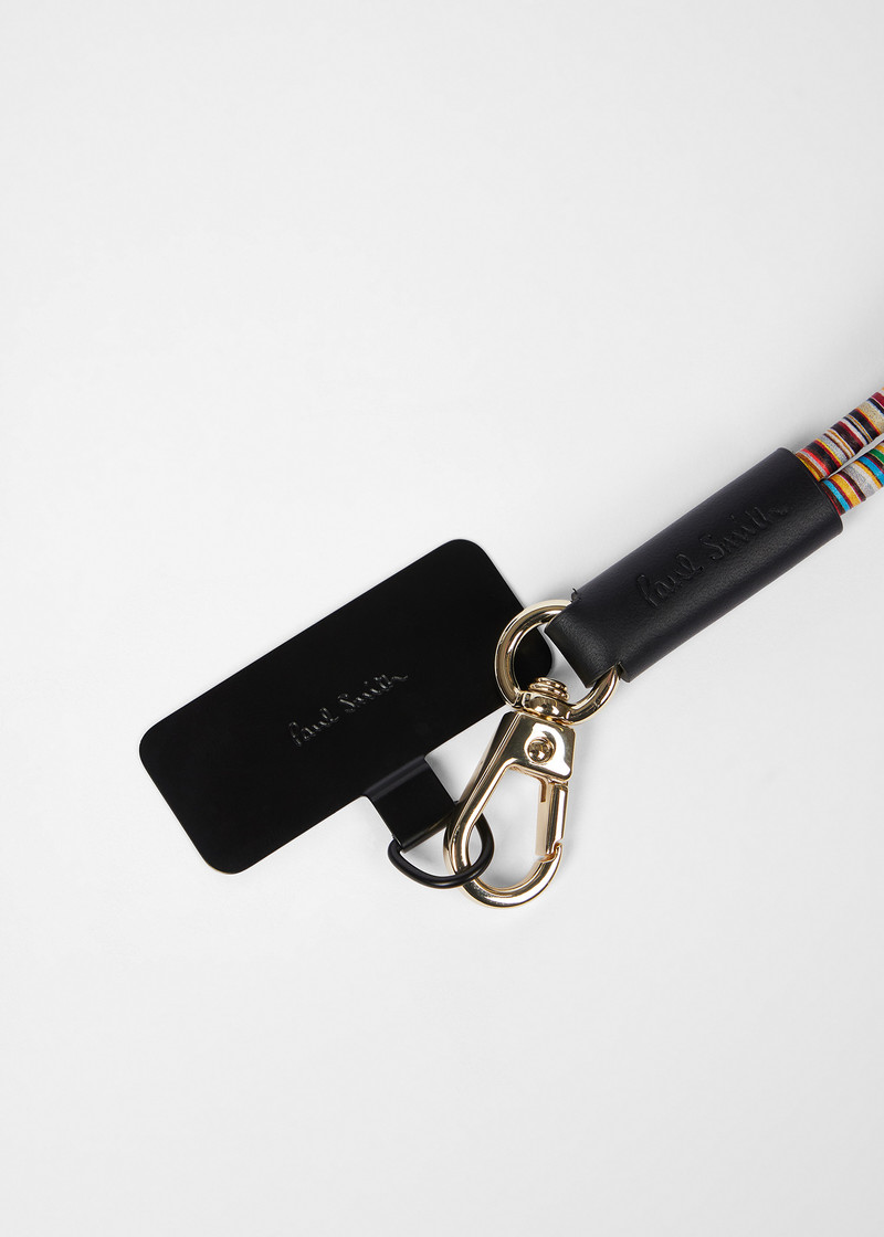 'Signature Stripe' Leather Detachable Phone Strap 3