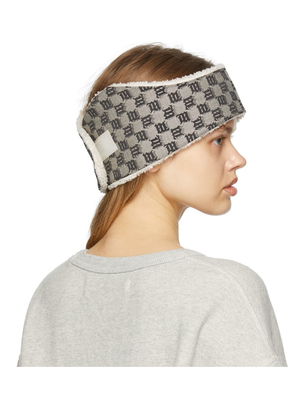 Beige & Black Monogram Headband - 3