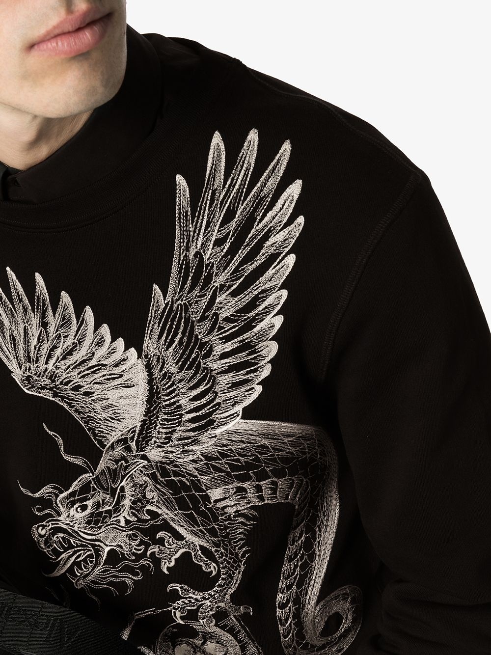 crew neck dragon print sweatshirt - 5