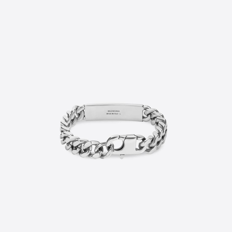 BALENCIAGA Plate Gourmette Bracelet in Silver outlook