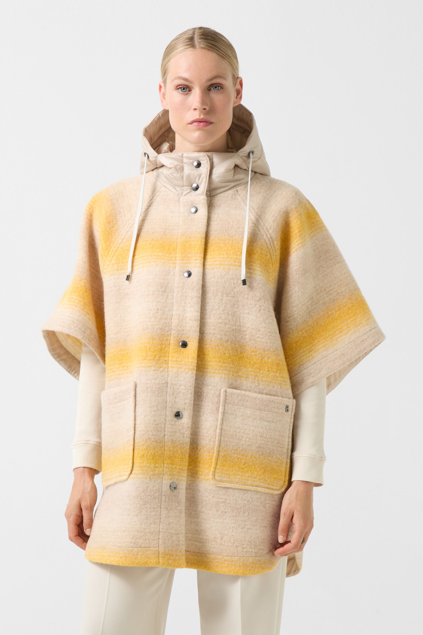 Harriet poncho in Mustard yellow/Beige - 2