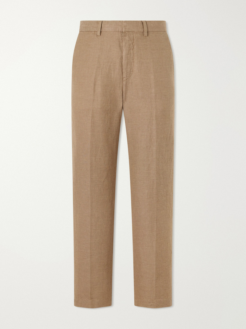 Straight-Leg Cotton and Linen-Blend Trousers 1