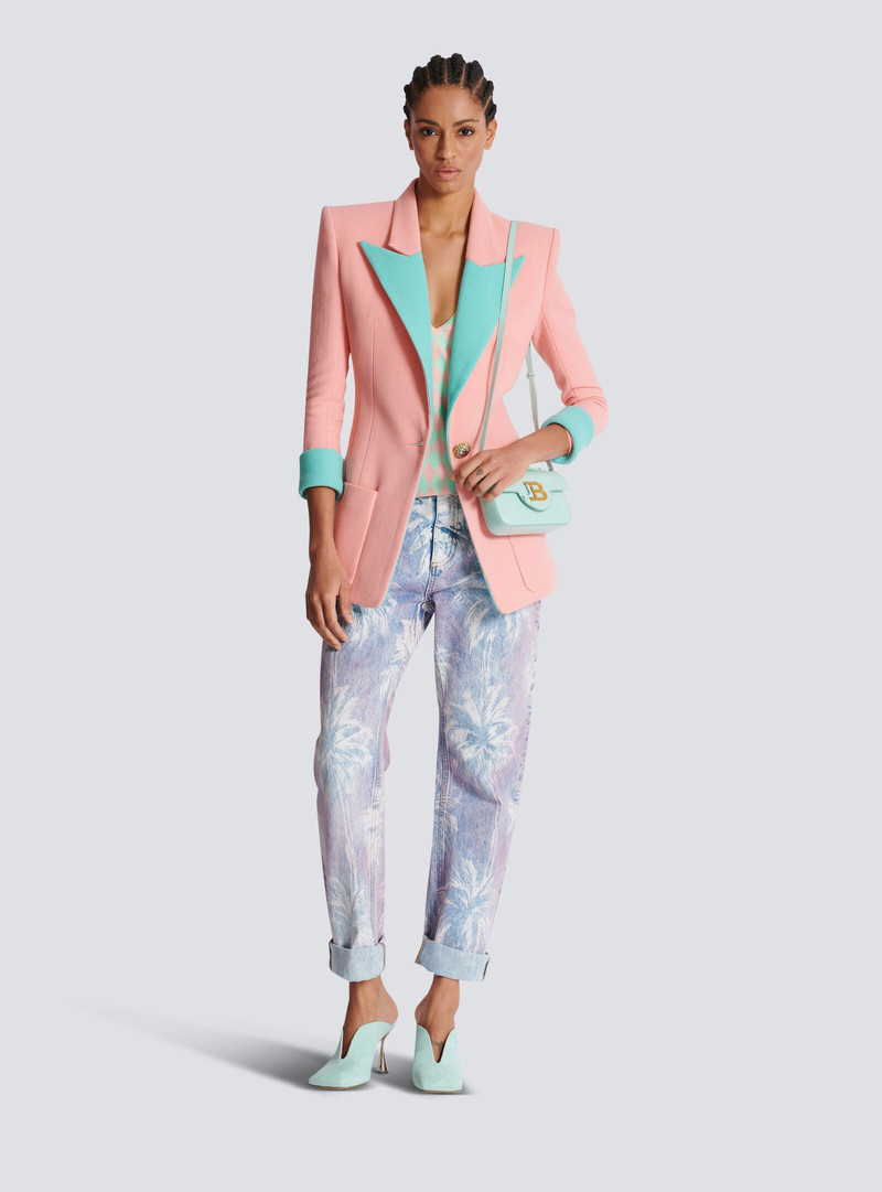 Balmain 1-button double crepe two-tone jacket outlook