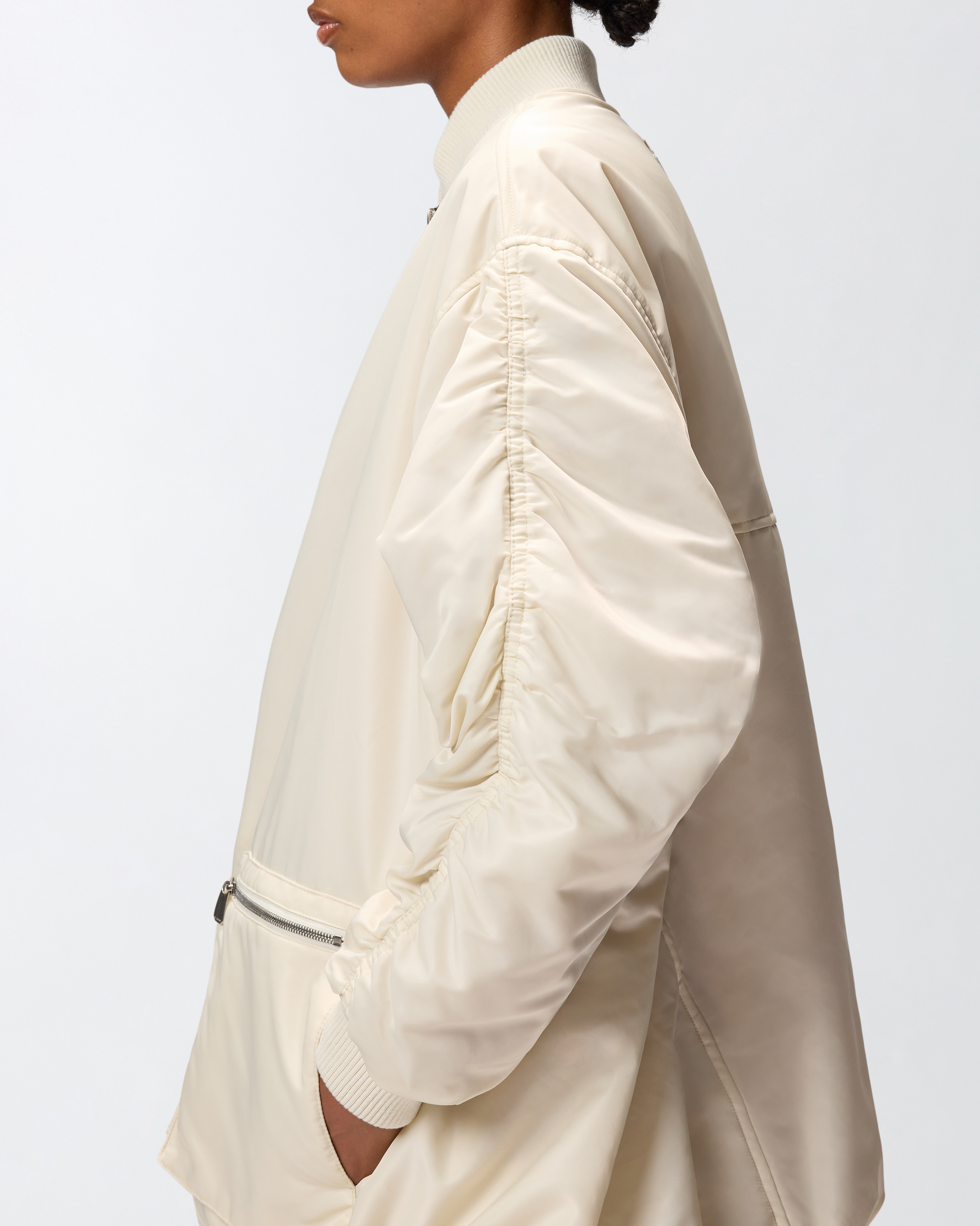 LONG TECHNICAL SATIN BOMBER JACKET - 5