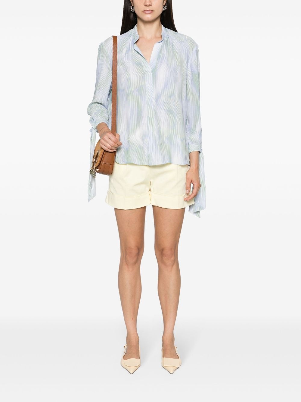 abstract-stripes tied-cuffs blouse - 2