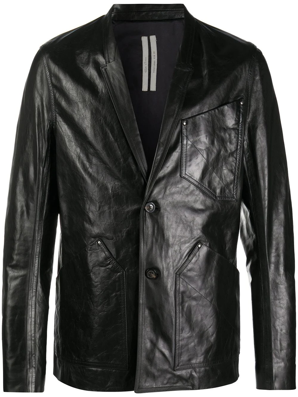 button-up leather jacket - 1