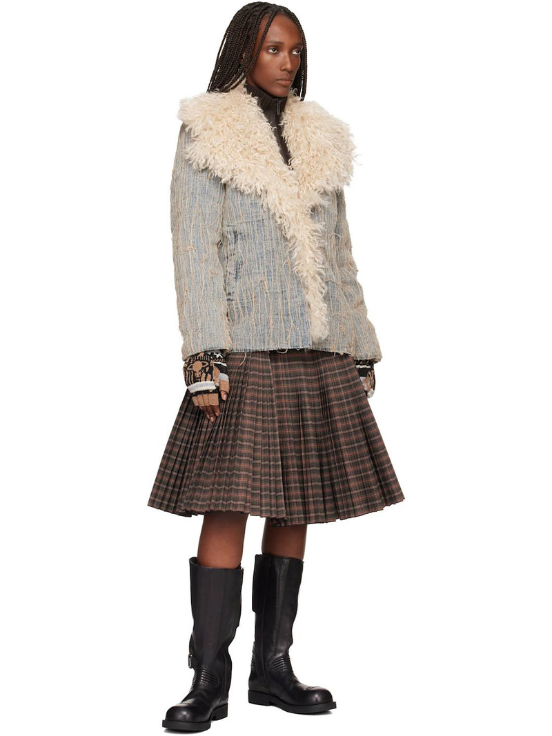 Beige & Black Fingerless Gloves 3