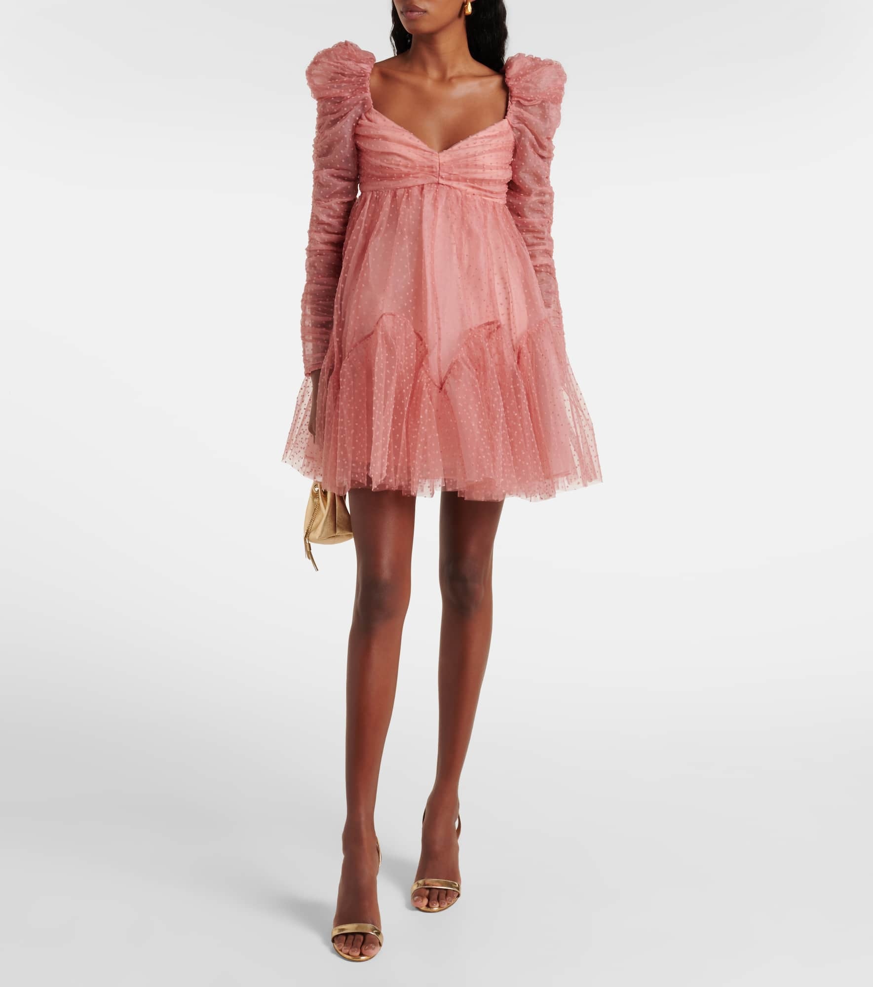 Point d'esprit ruched tulle minidress - 2