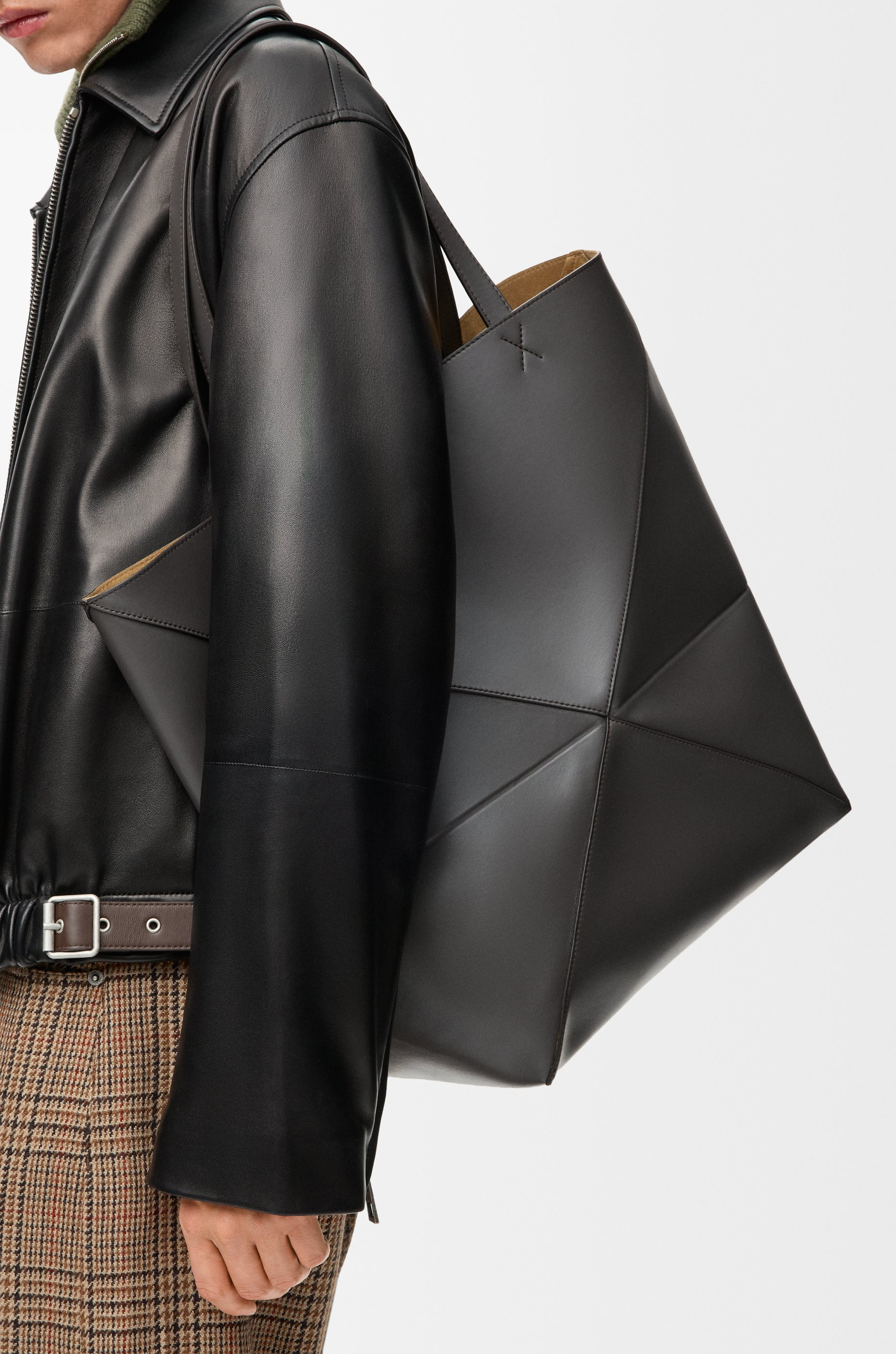 XL Puzzle Fold tote in shiny calfskin - 2