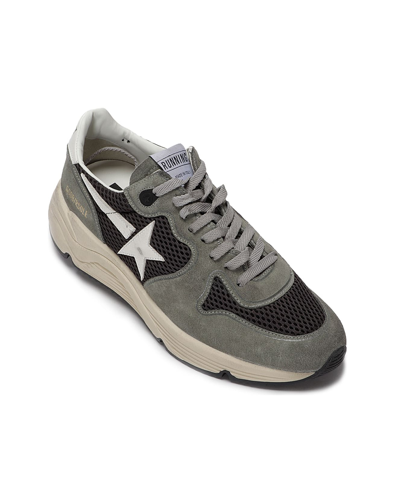 Running Sole' In Green Suede With White Leather Star And Heel - 2