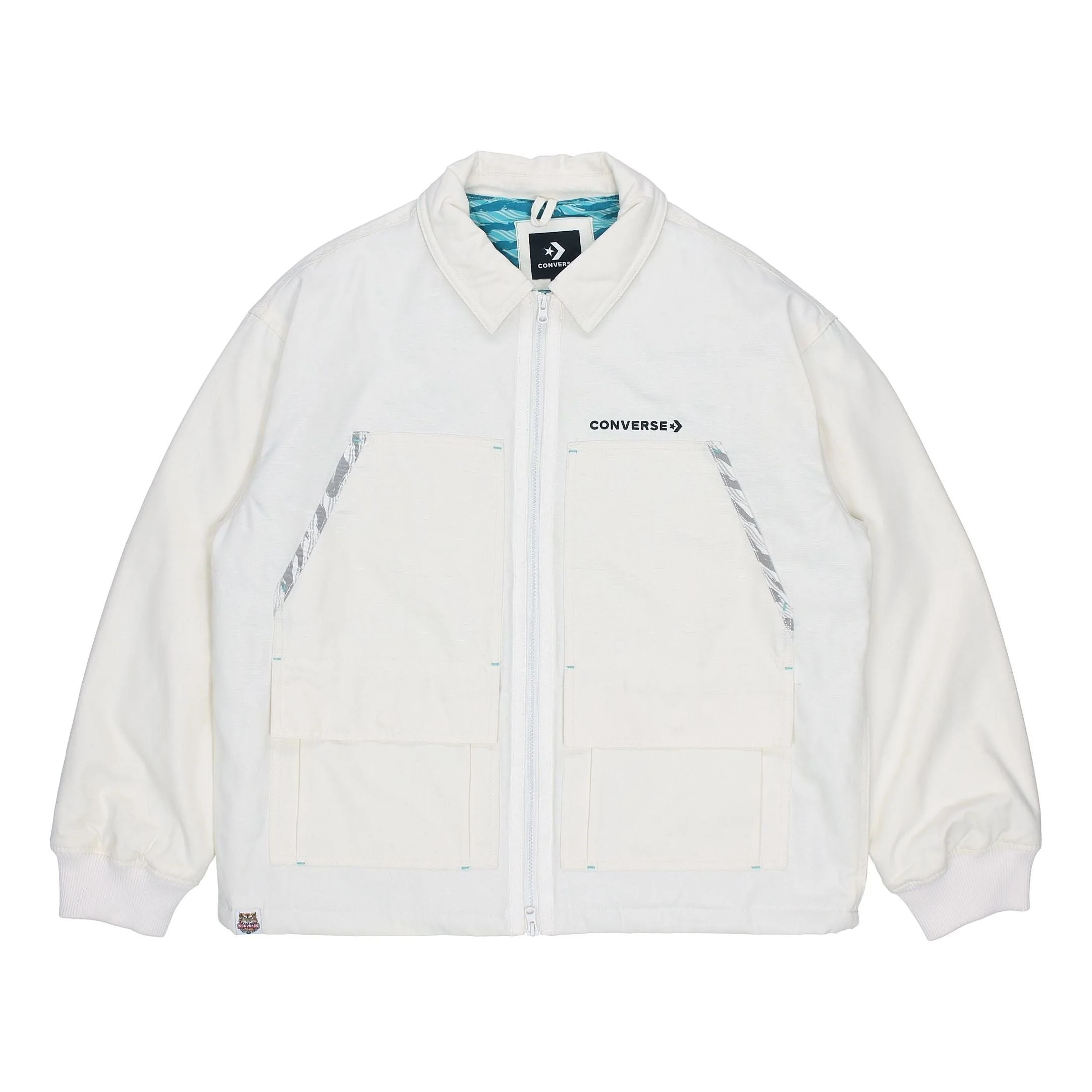 Converse New Year Series Logo Printing Lapel Sports Jacket Creamy White 10024149-A01 - 1