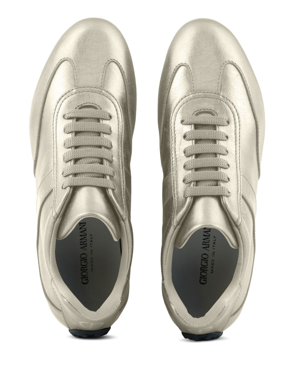 lamé-effect leather sneakers - 4