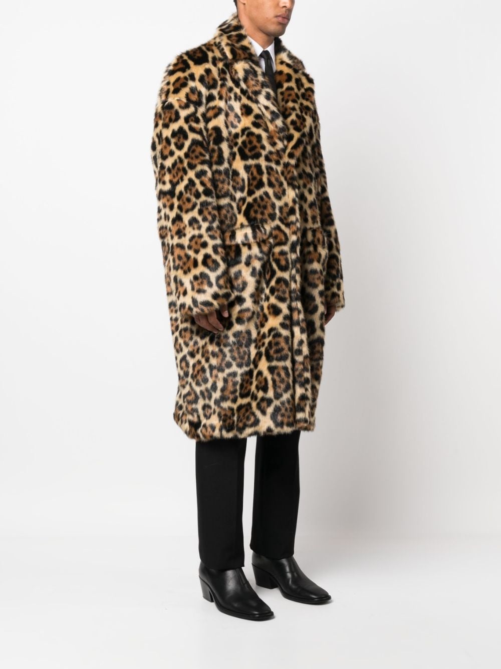leopard-print button-up coat - 3