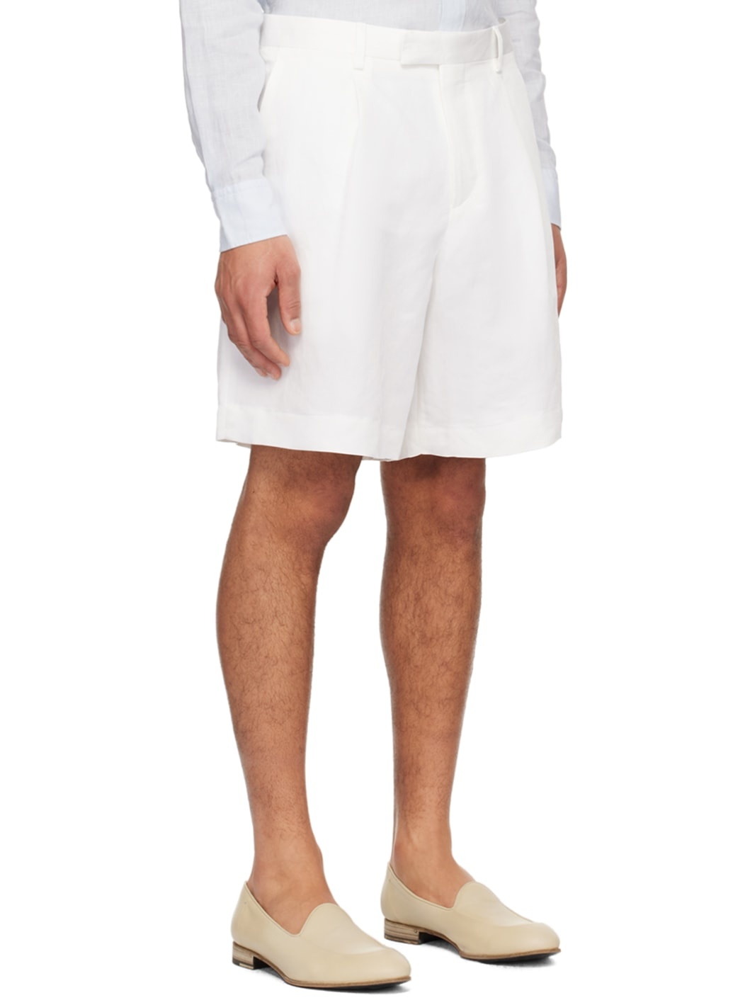 White Pleated Shorts - 4