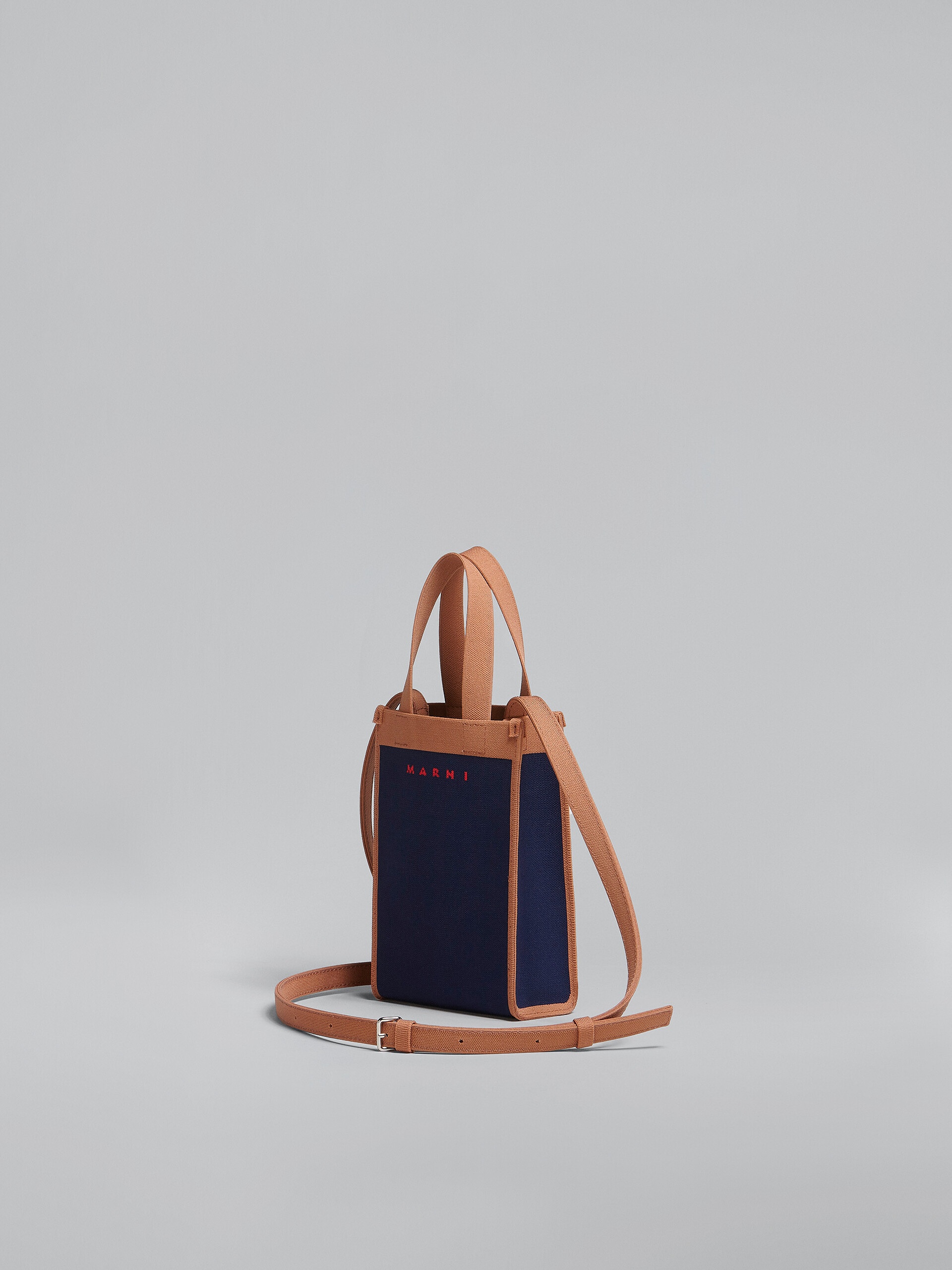 BLUE AND BROWN JACQUARD SHOULDER BAG - 3