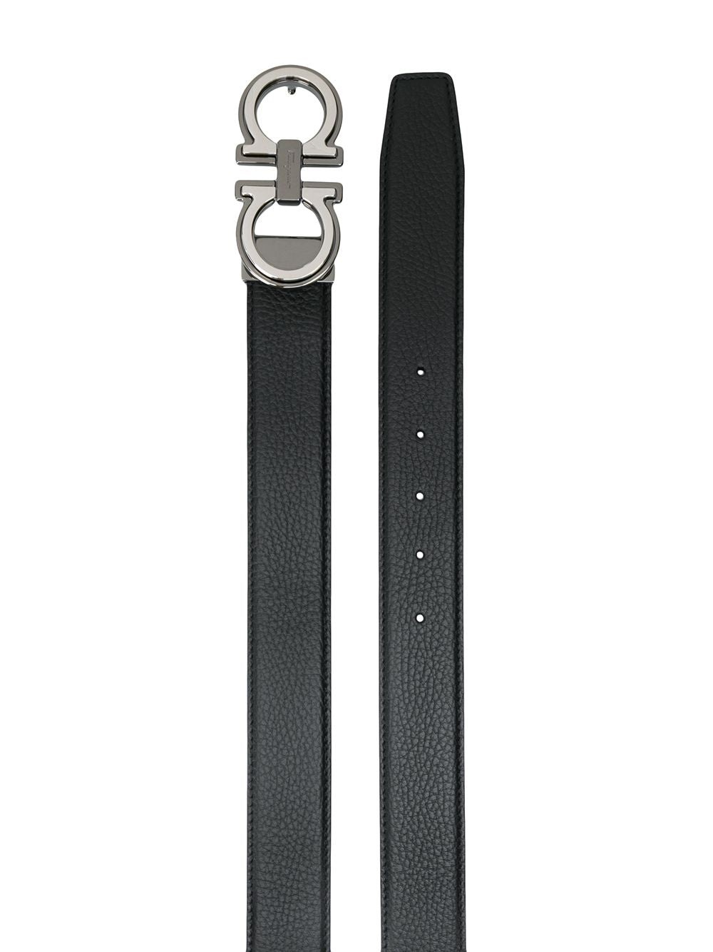 Ferragamo Men Grained Leather Reversible Gancini Belt - 2