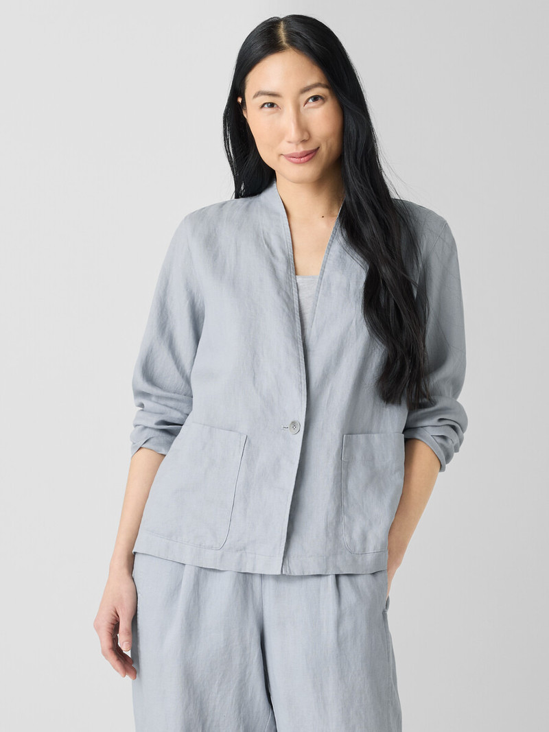 EILEEN FISHER Organic Linen High Collar Jacket outlook