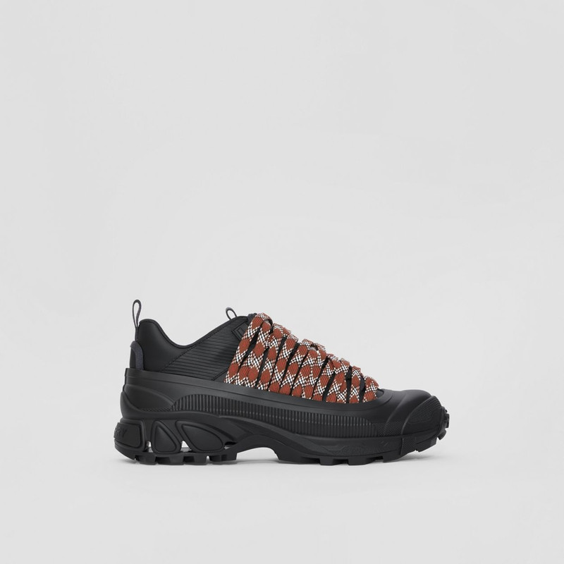 Lace Detail Leather and Nylon Arthur Sneakers - 1