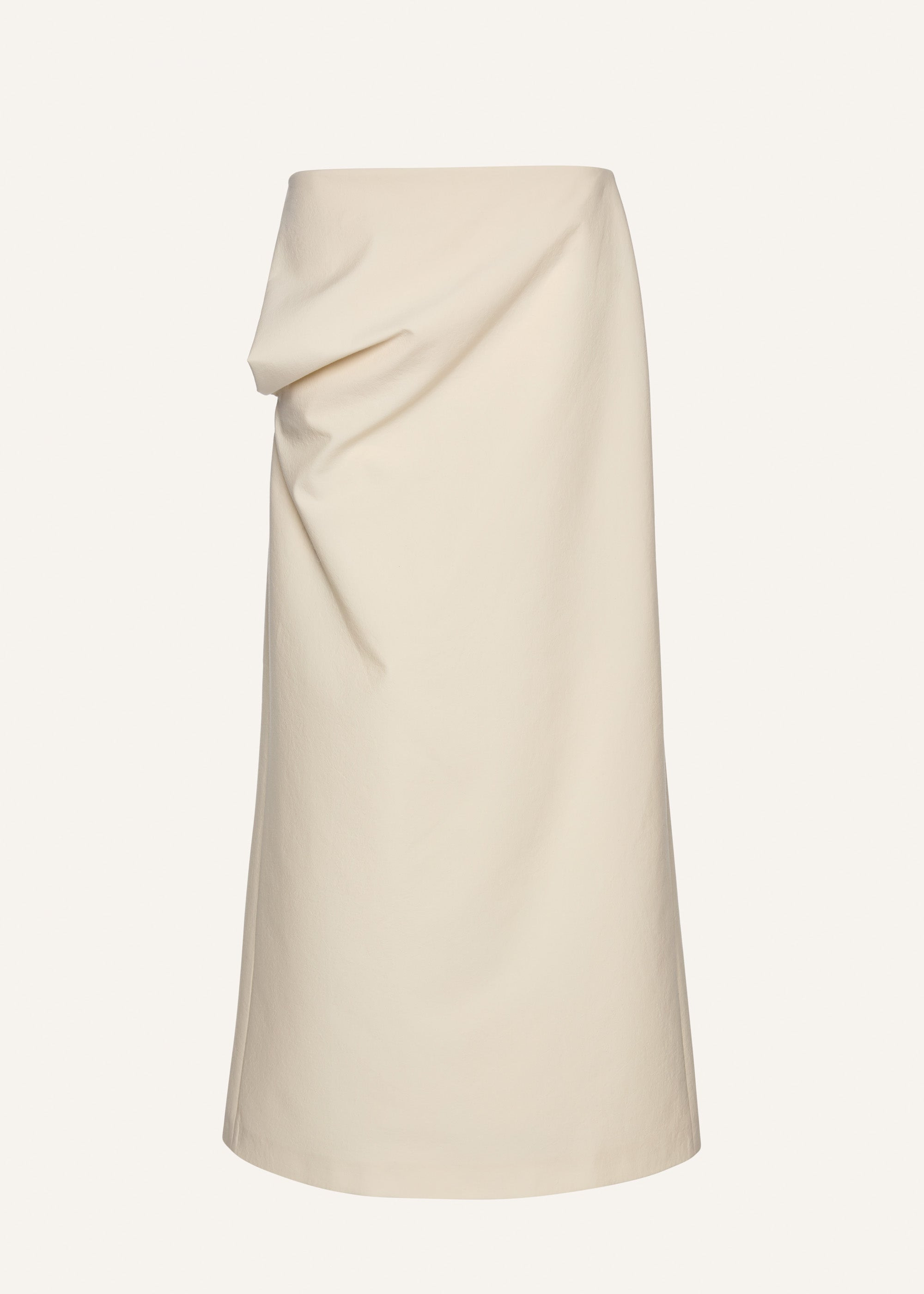 Silk draped midi skirt in cream - 1