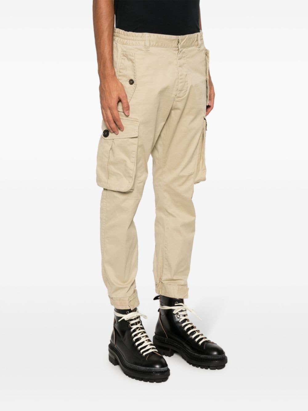 straight-leg cotton cargo trousers - 5