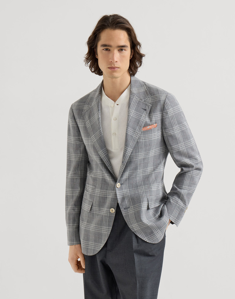 Wool, silk and linen tartan deconstructed blazer 2