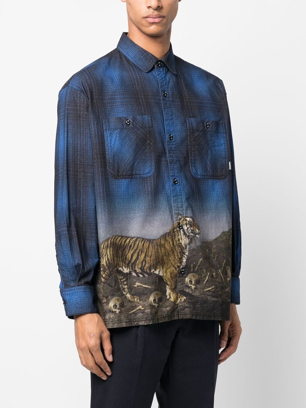 tiger-print visual-effect shirt - 3