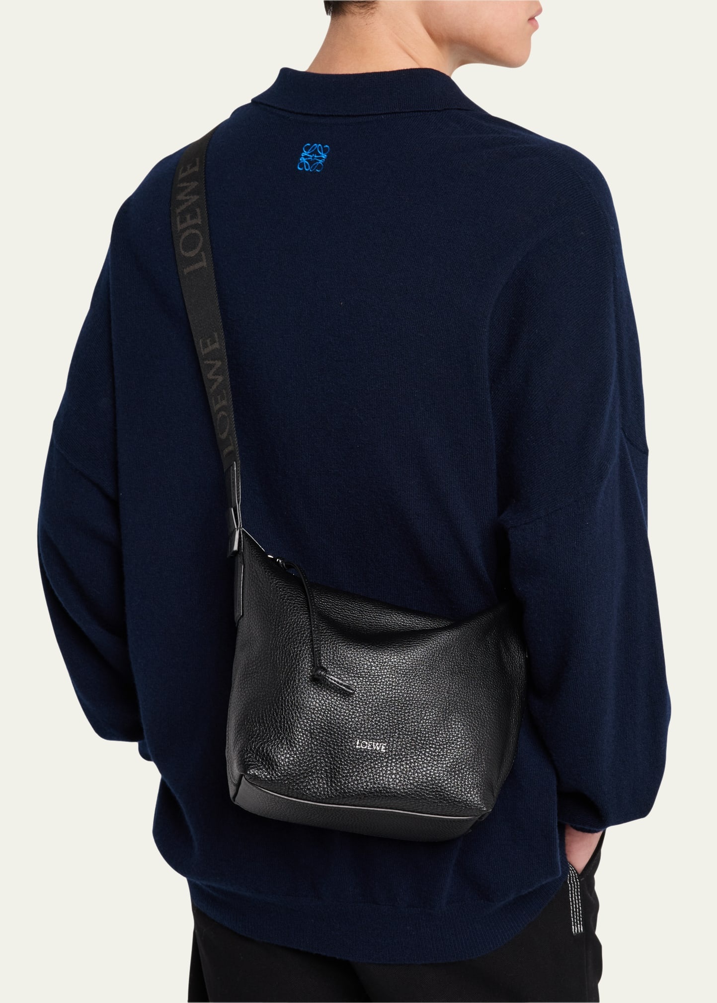 Men's Cubi Small Crossbody Bag in Grained Calfskin - 2