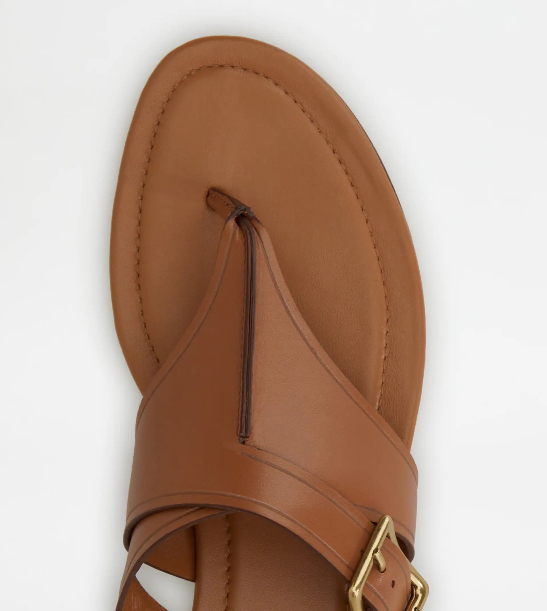 THONG SANDALS IN LEATHER - BROWN - 3