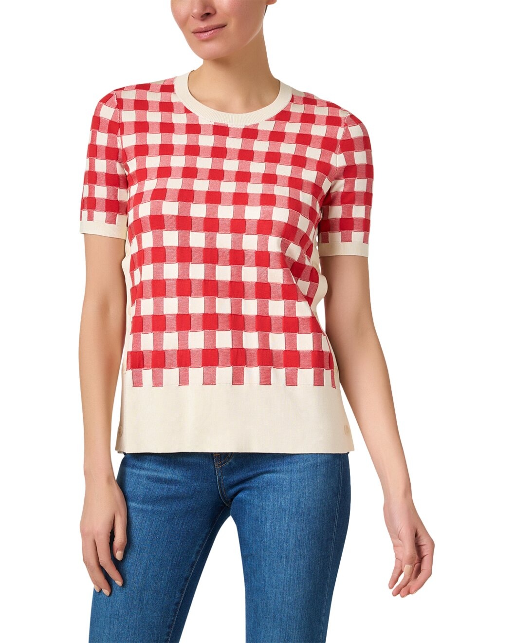 Joseph Gingham Silk-Blend Sweater - 1