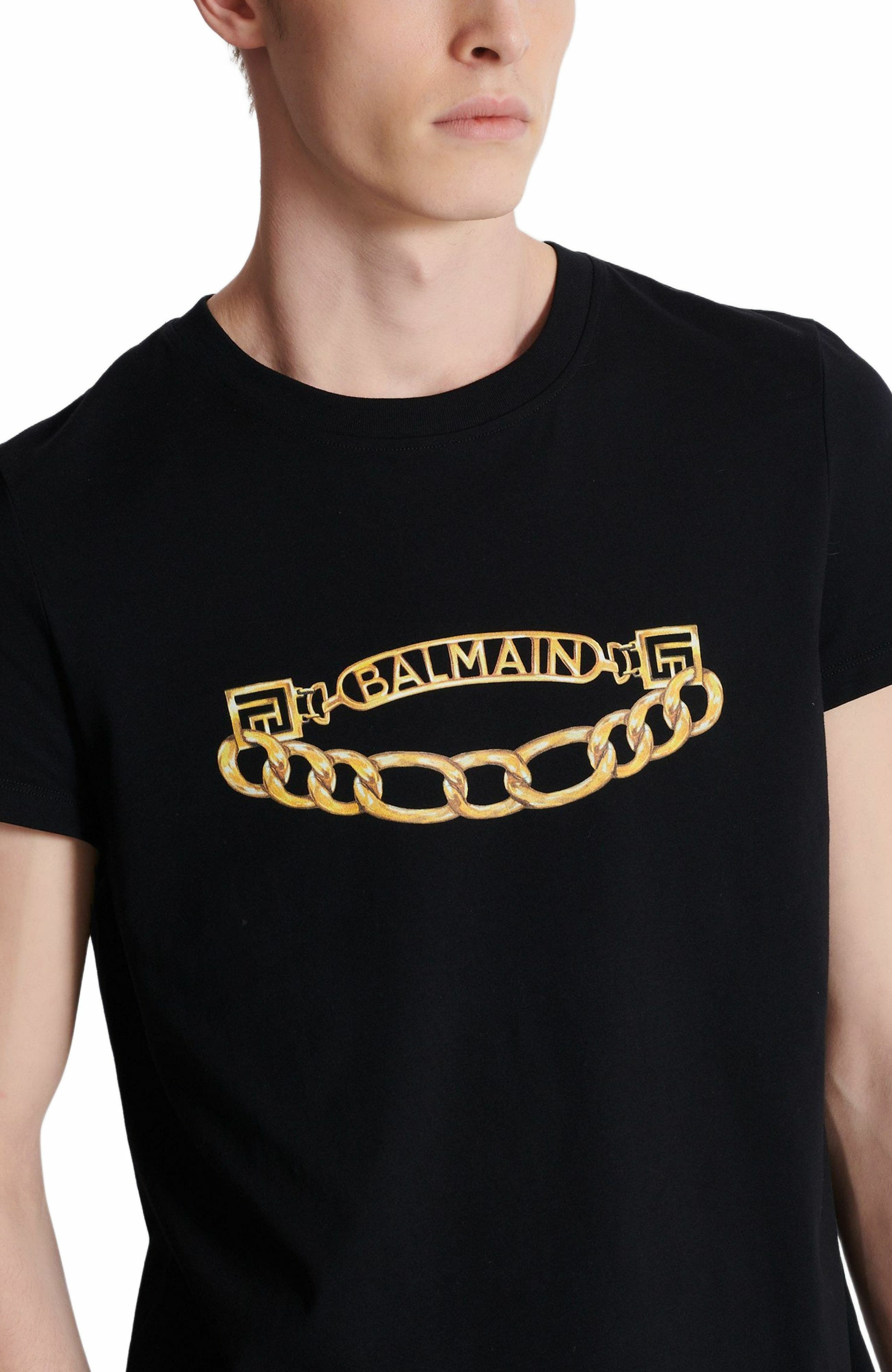 Balmain Chaînes Logo printed T-shirt in Black at Nordstrom - 6