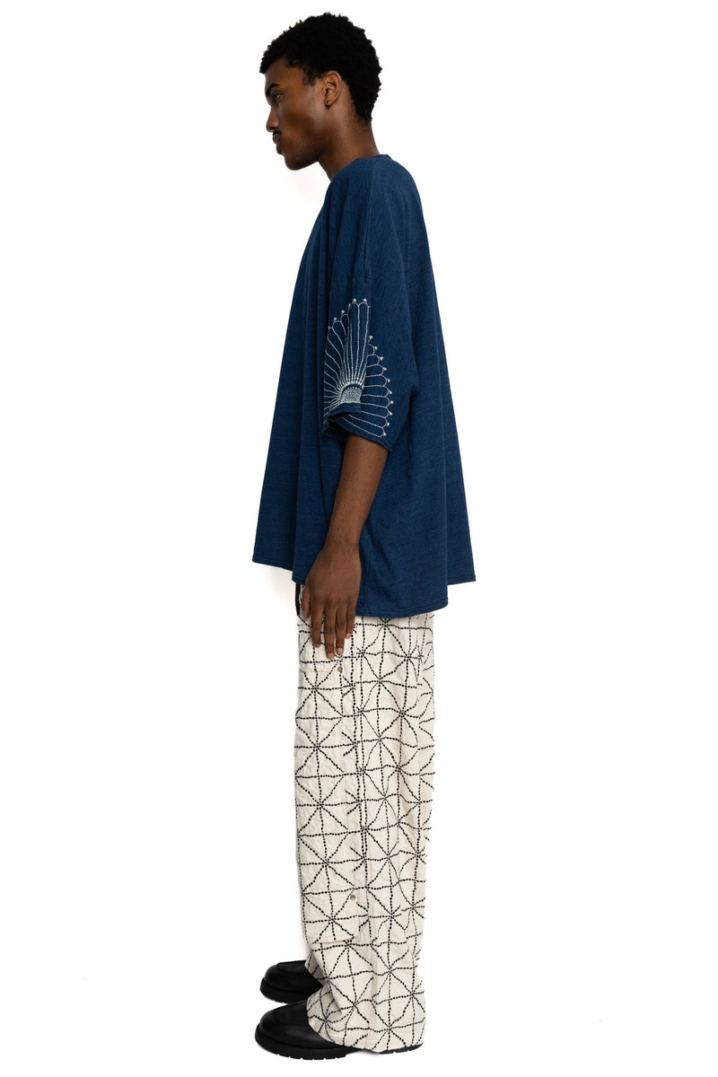 8oz Color Denim FOLD DOJO W-Knee EASY Baggy Pants - Ecru 4