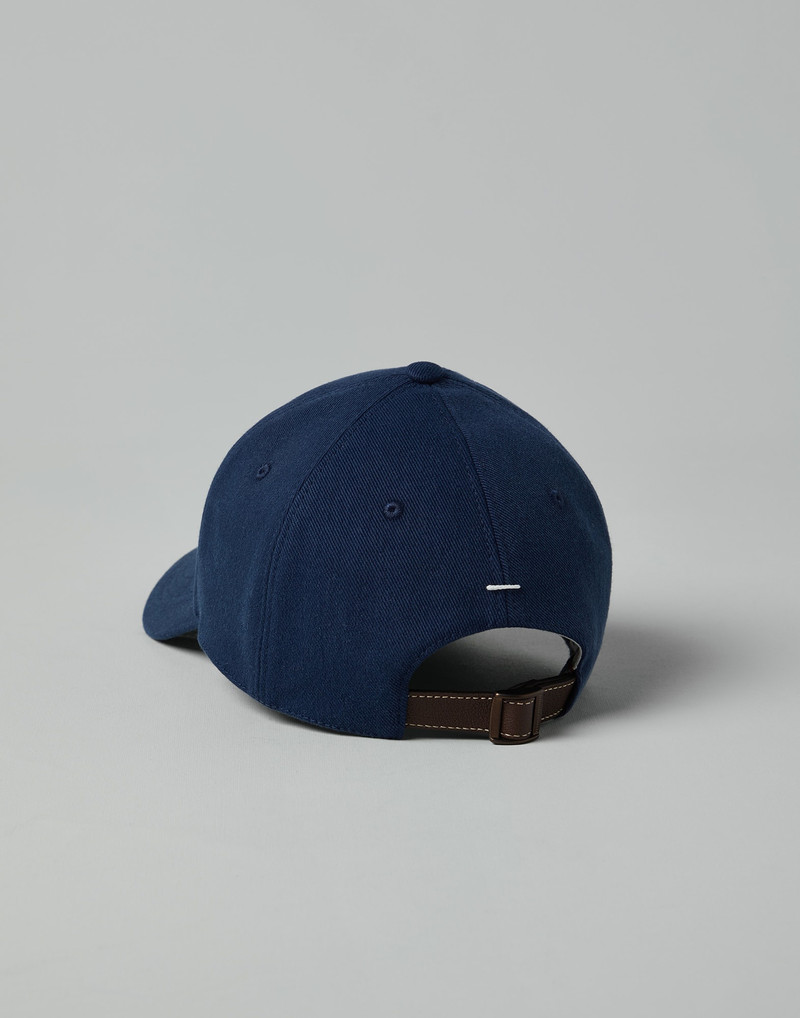 Brunello Cucinelli Garment-dyed lightweight denim baseball cap with embroidered logo outlook