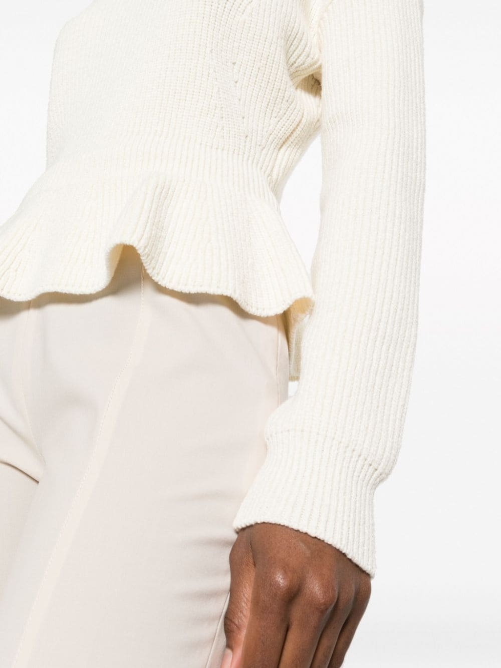 peplum ribbed-knit jumper - 5