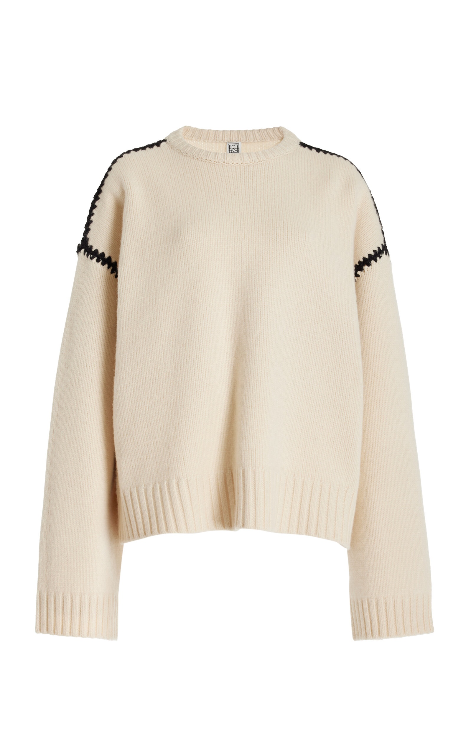 Embroidered Wool-Cashmere Sweater white - 1