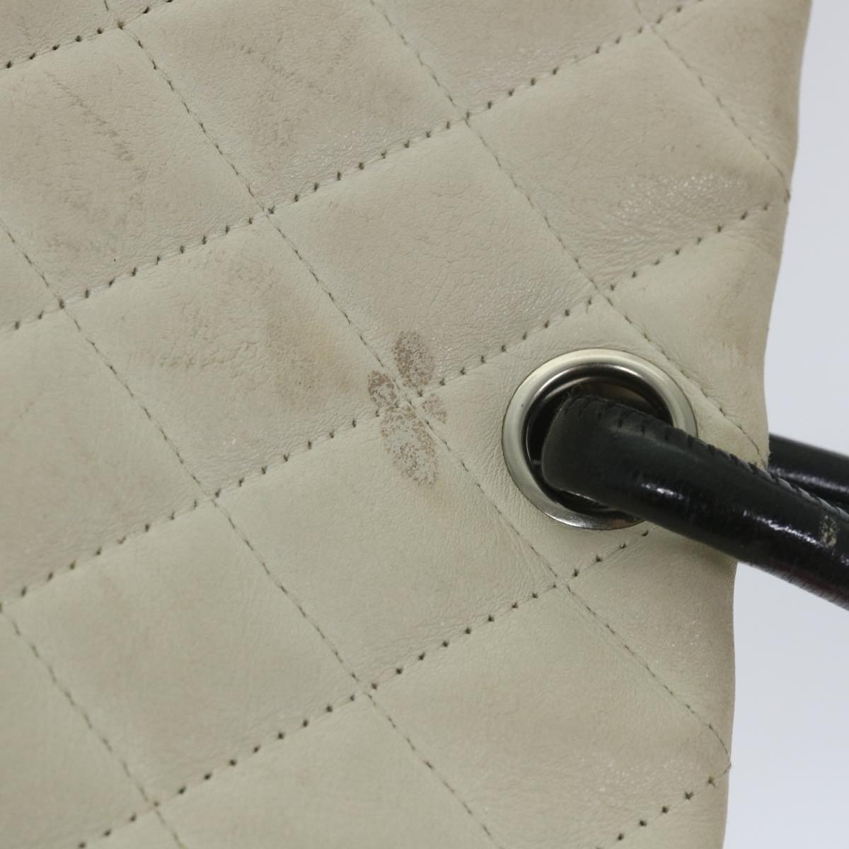 CHANEL Cambon Line Tote Bag Leather White CC - 10
