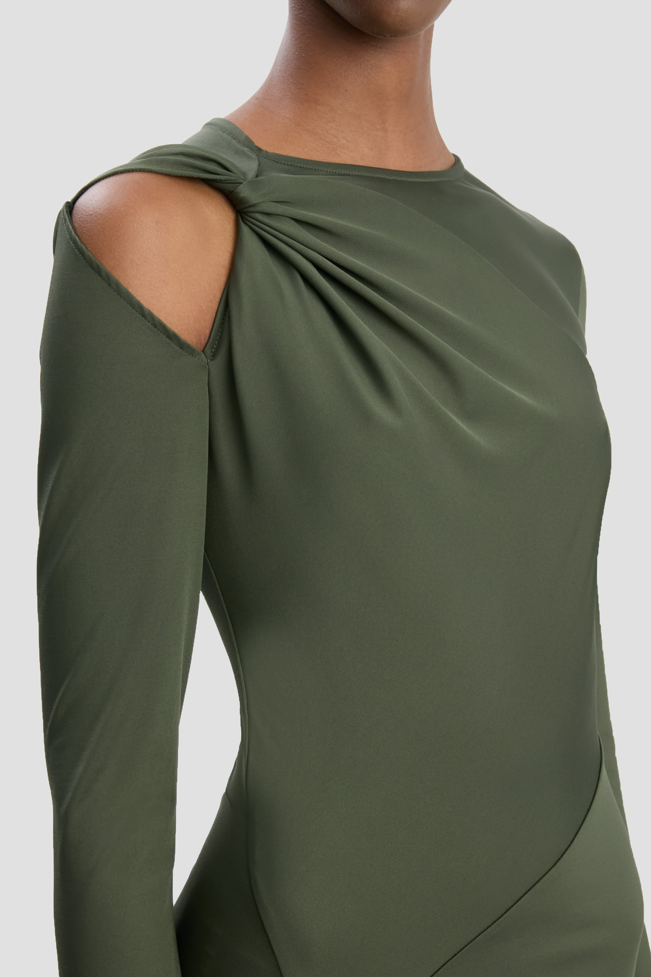Twist Armhole Detail Midi Dress In Oregano - 4
