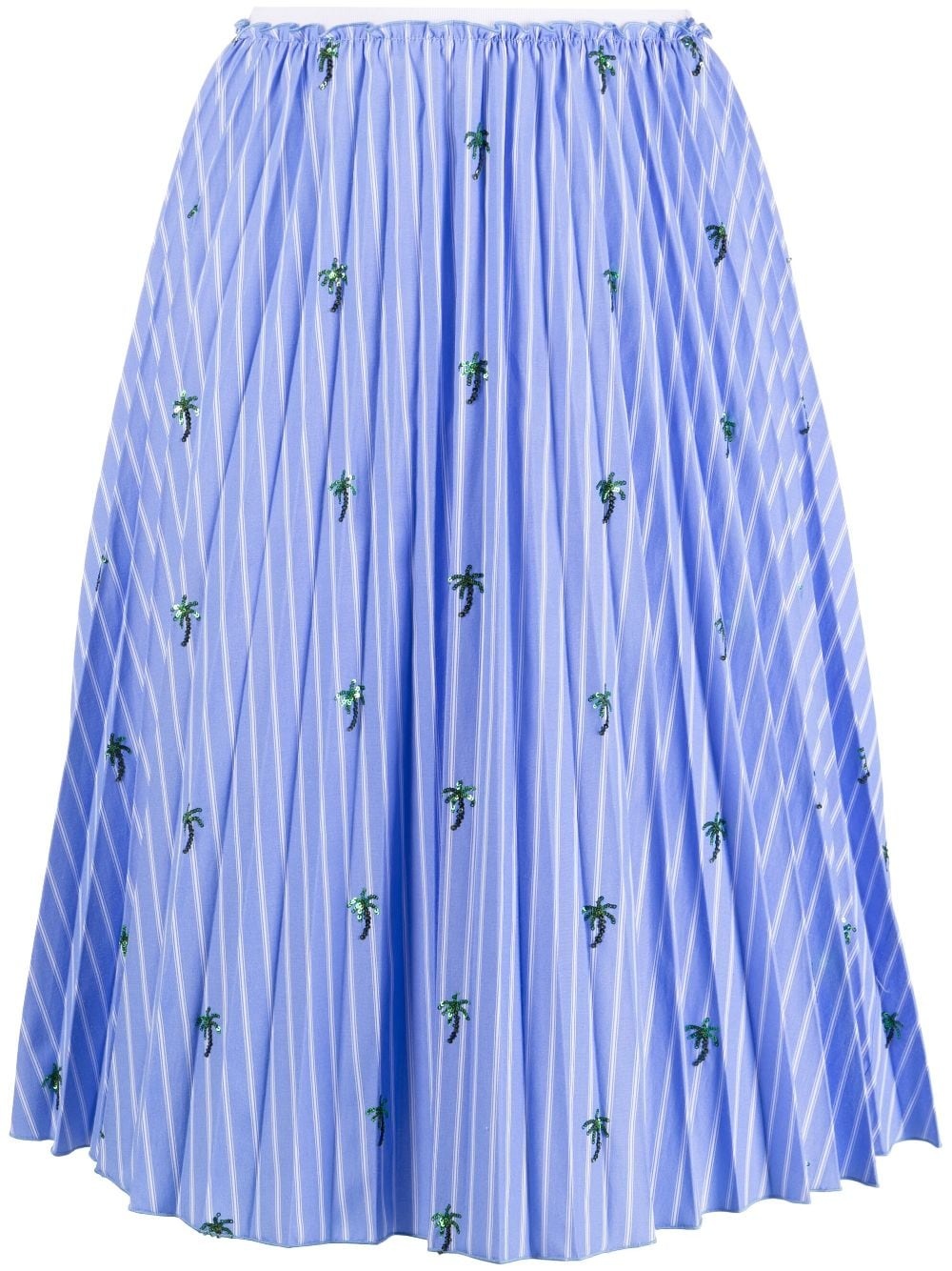 Palm-embroidery pleated skirt - 1