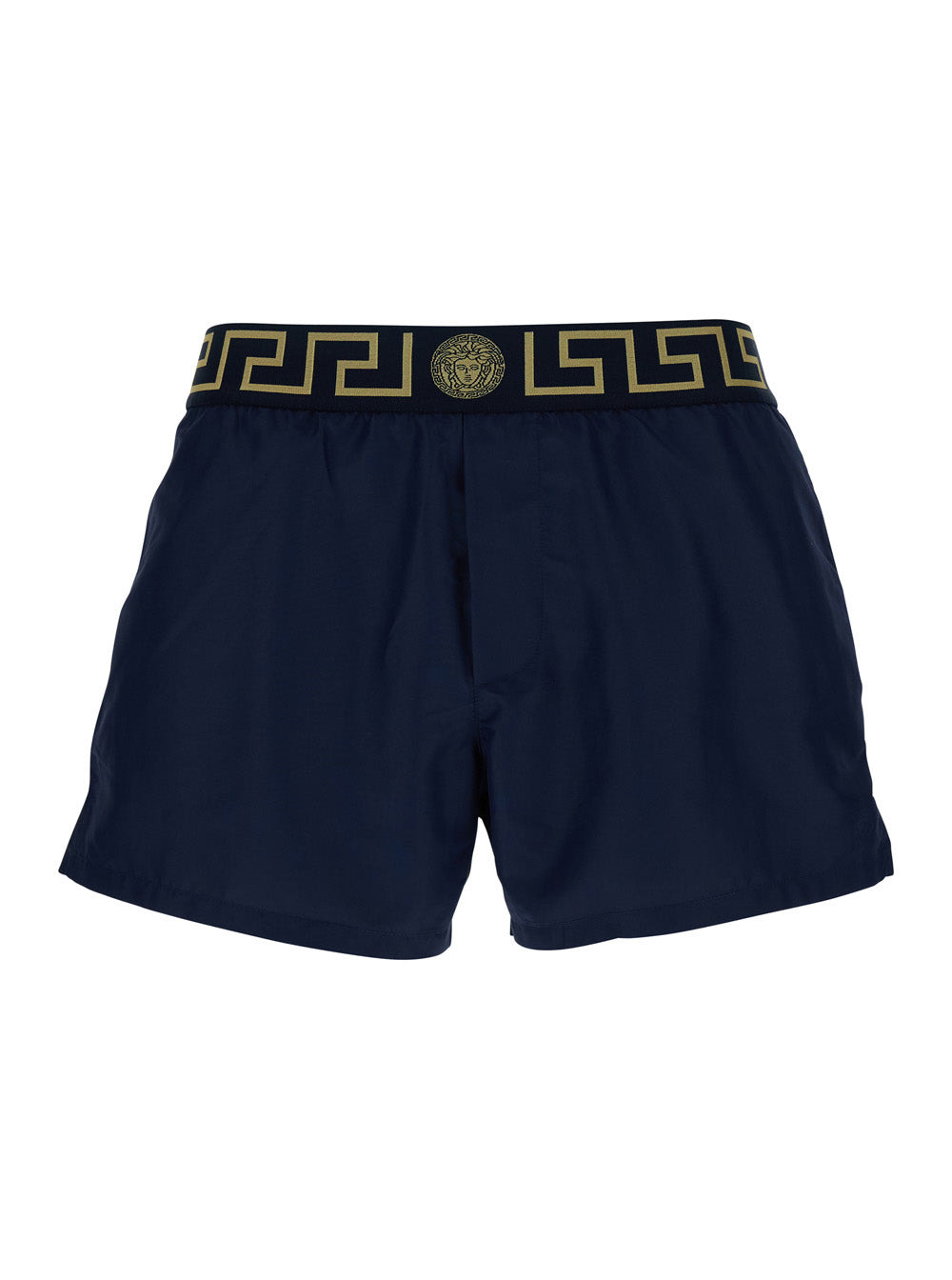 Versace Men Blue Swimsuit Shorts With Greca Detail In Tech Fabric Man - 1