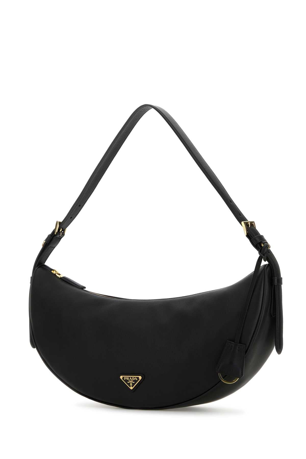Prada Women Black Leather Large Prada Demi-Lune Crossbody Bag - 2