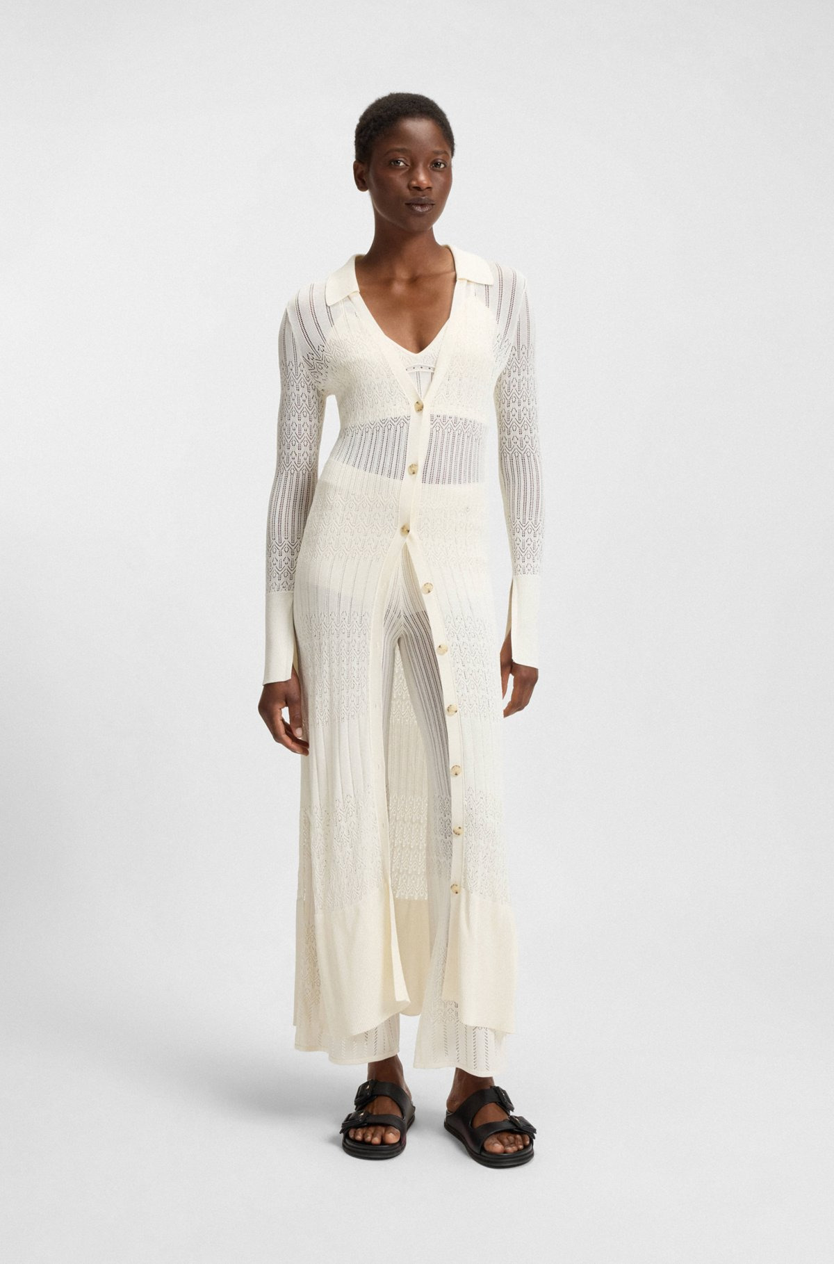 LONG KNITTED CARDIGAN WITH COLLAR - 2