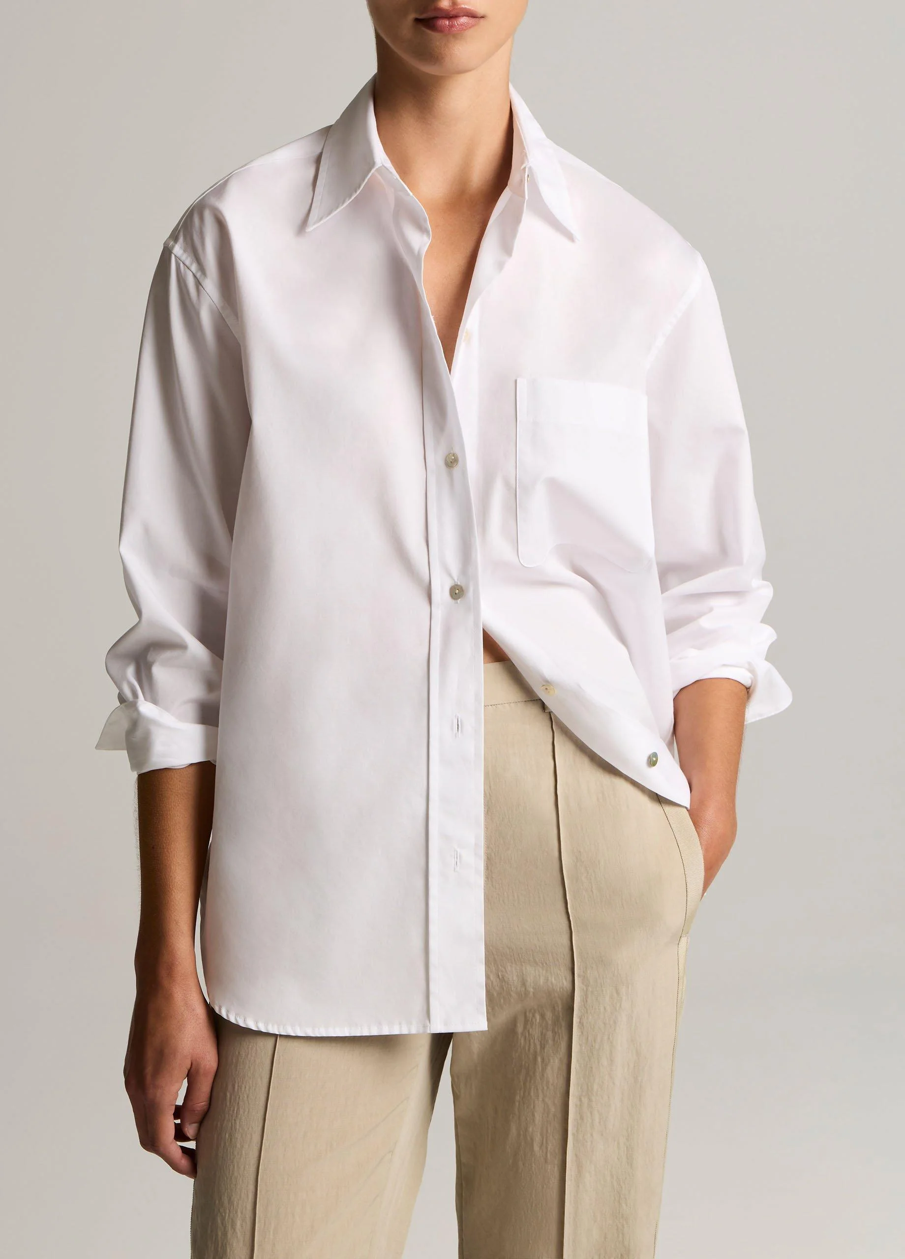 Cotton Oversized Button-Front Shirt - 1