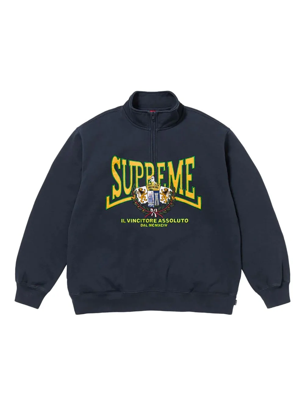 crest-appliqué half-zip sweatshirt - 1