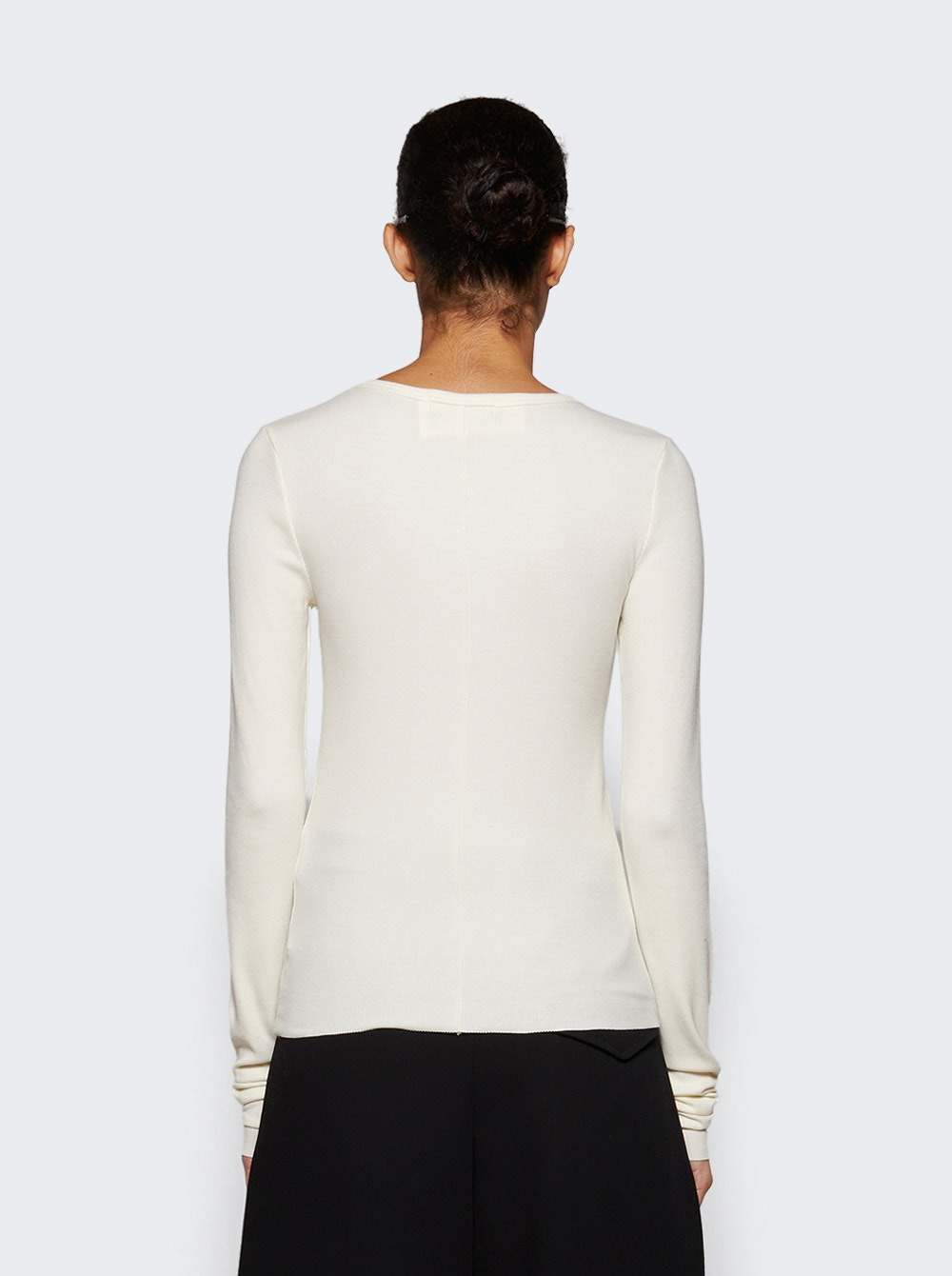 Long Sleeve Fitted Top Cream - 5
