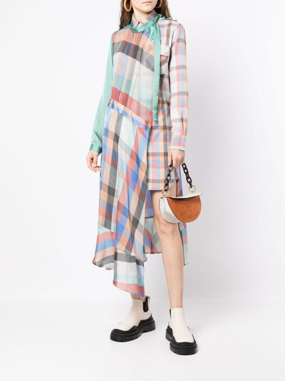 sacai checked belted midi dress outlook