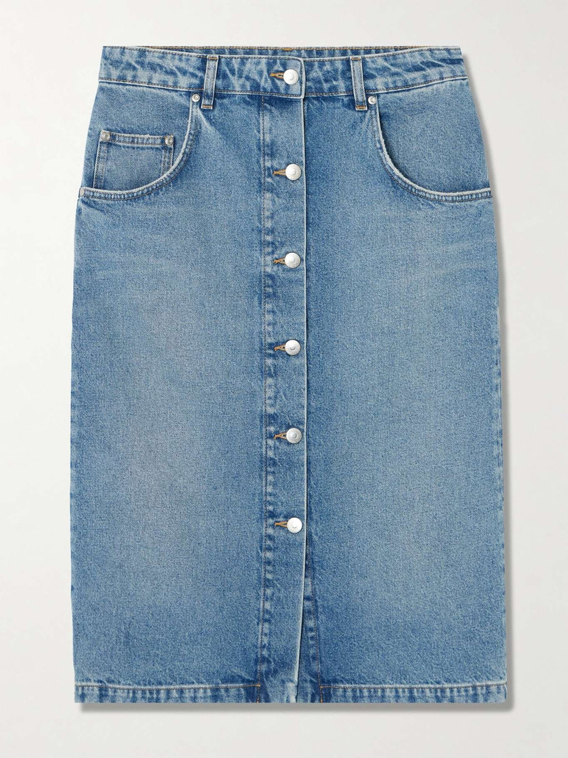 Embellished organic denim midi skirt - 1