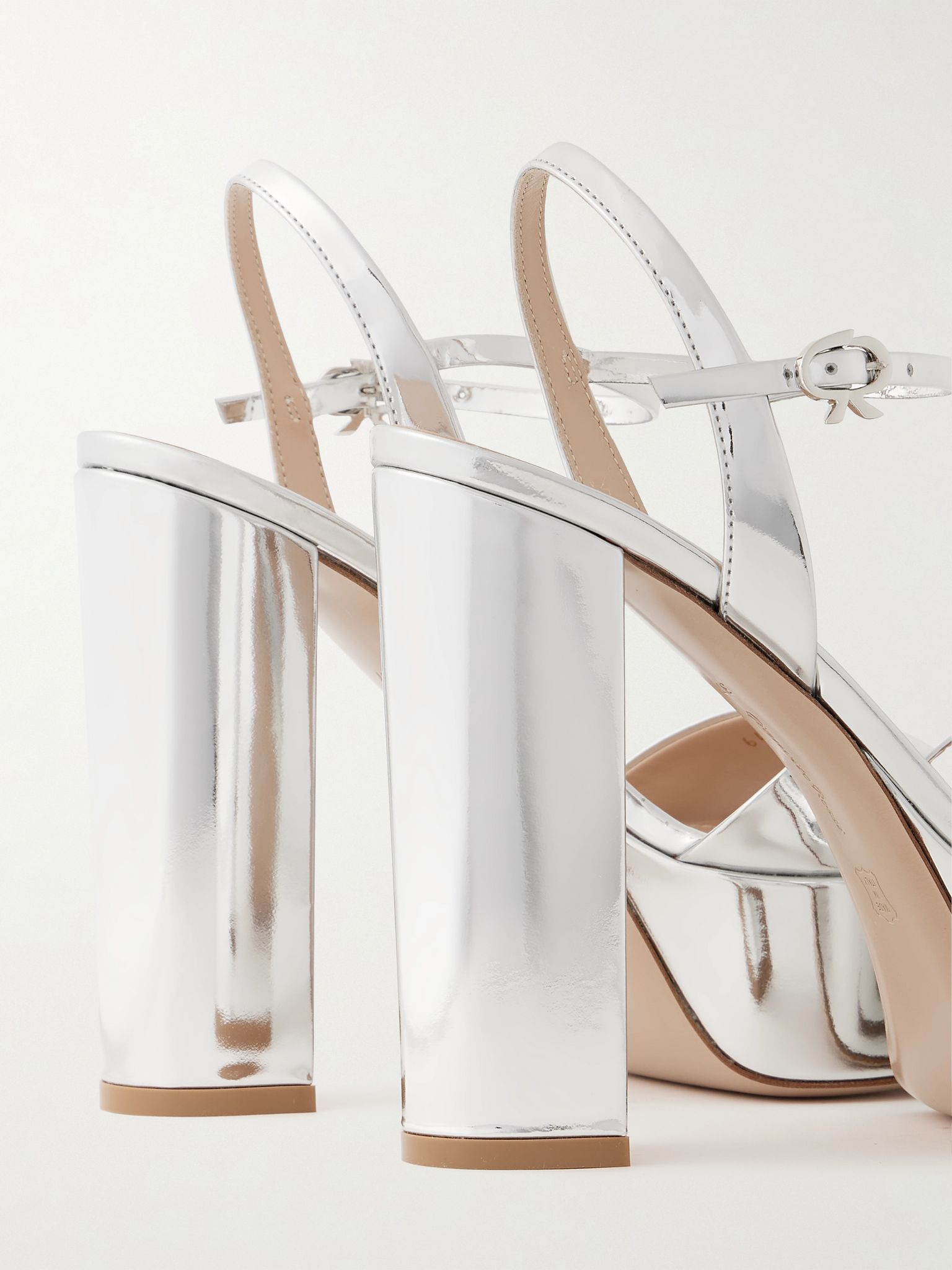 Marlena 85 mirrored-leather platform sandals Silver - 4
