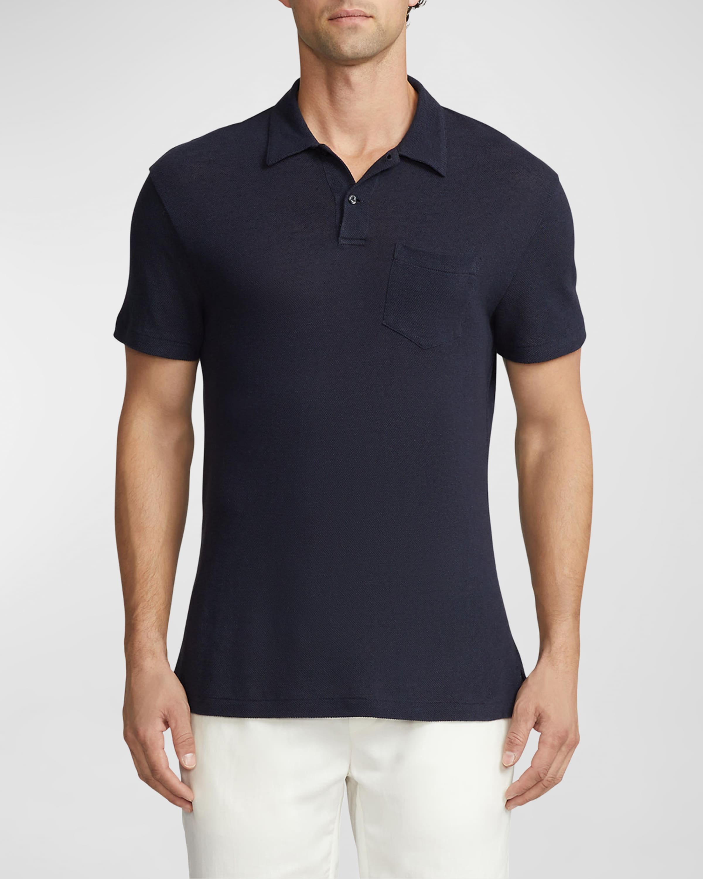 Men's Linen-Cotton Piqué Polo Shirt - 2