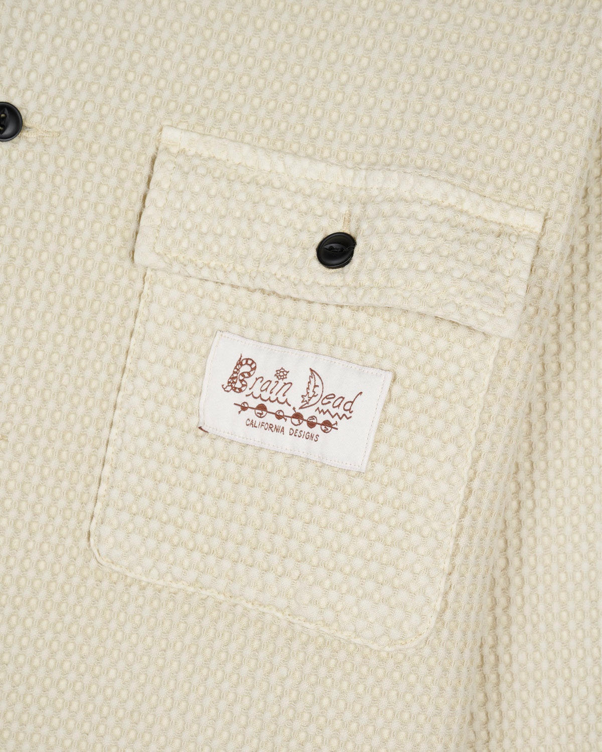 Waffle Button Front Shirt - Tan - 3