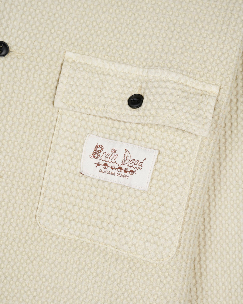 Waffle Button Front Shirt - Tan 3